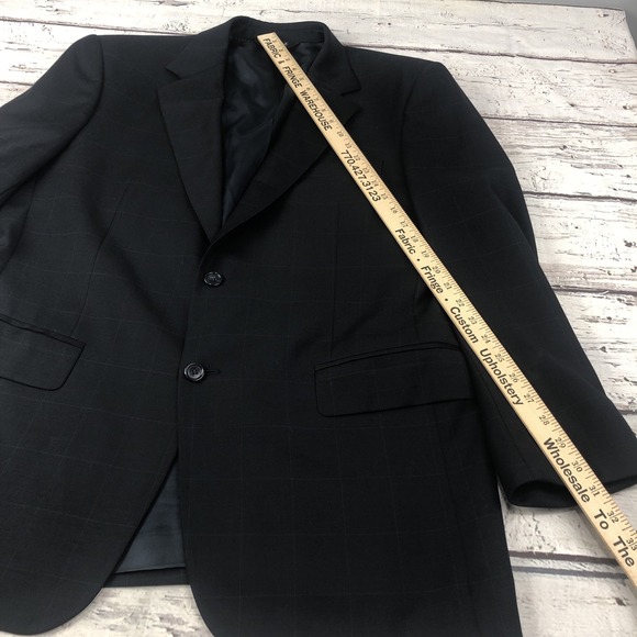 Jos. A. Bank Mens Blazer Box Plaid Black 2 Button Wool & Cashmere Blend 42R - Picture 8 of 16